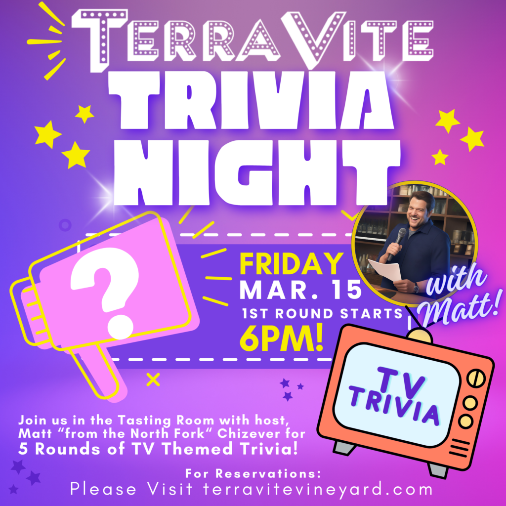 Terra Vite hosts Trivia Night on March 15th (Friday) starting at 6pm!